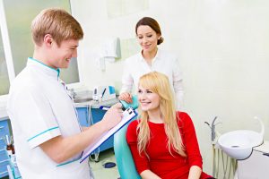 Woman smiling at dentist